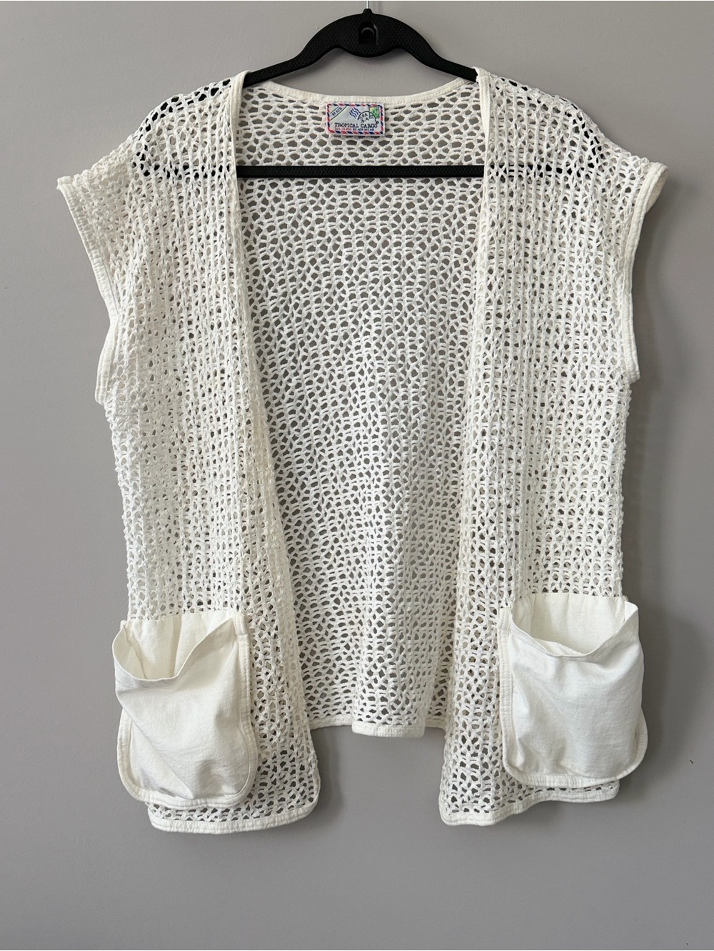 Women’s White Crochet Swim Coverup Vest
